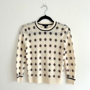 J. Crew Cream Sweater with Black and Red Pattern